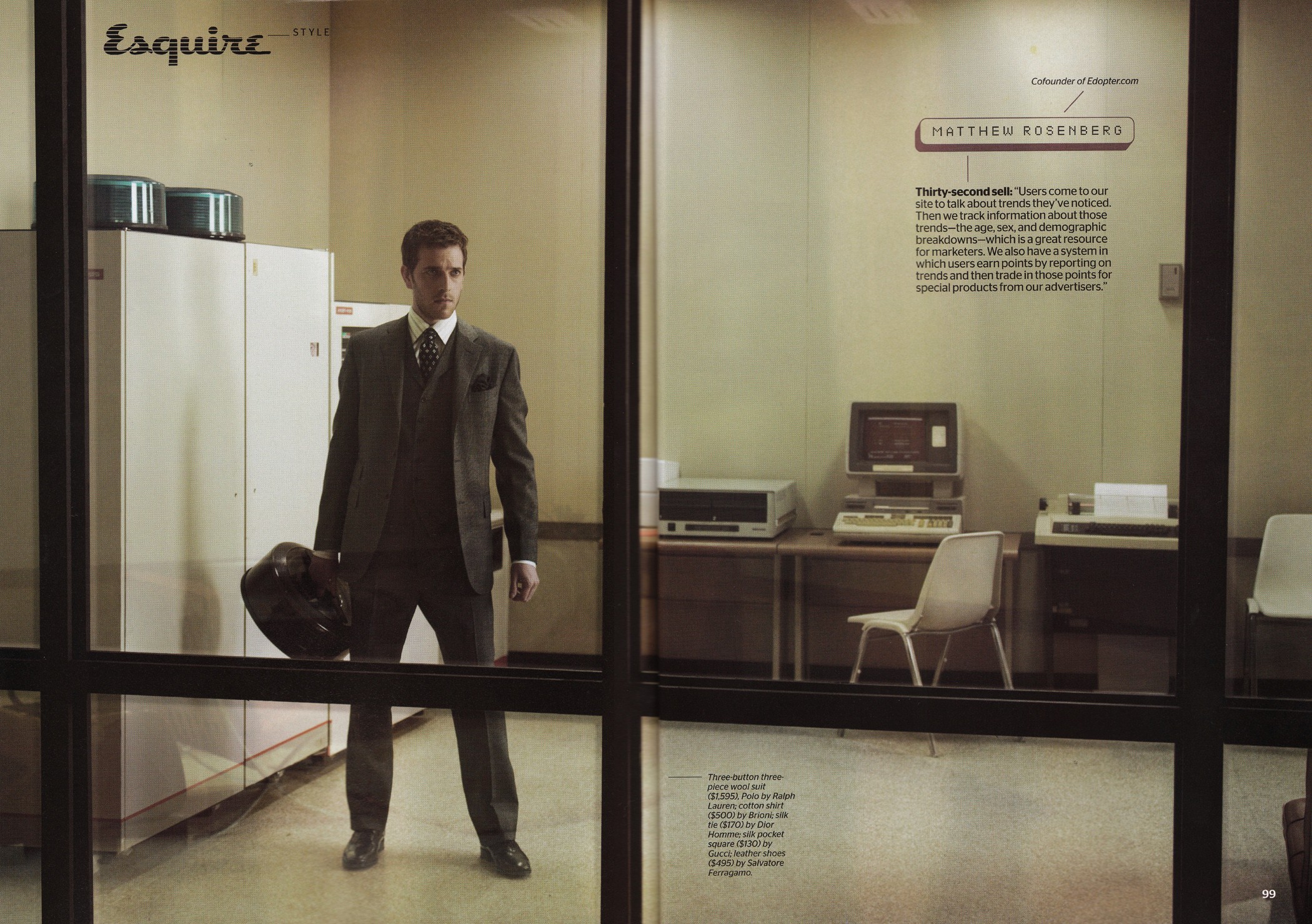 Matthew Rosenberg in a suit, photographed for Esquire’s “The Suit” feature